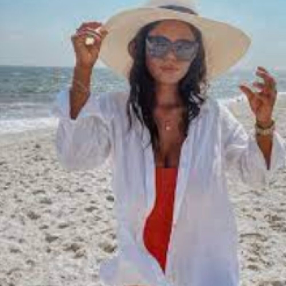 Shade & Shore Gauze Cover Up Shirtdress White Cotton, Long Sleeve Women's Small